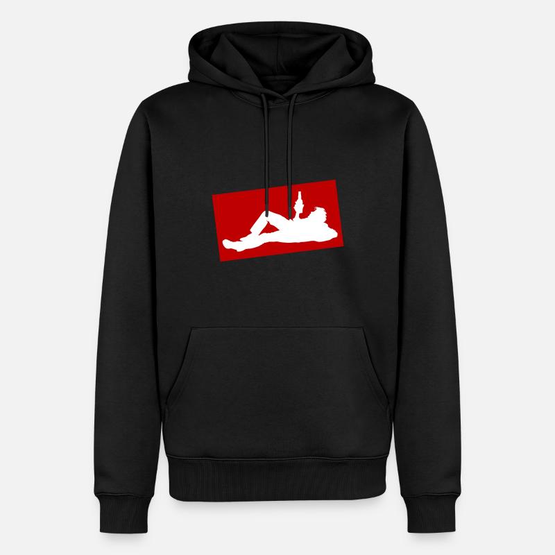 Drinking Bier Silhouette - Männer Premium Bio Hoodie - Schwarz