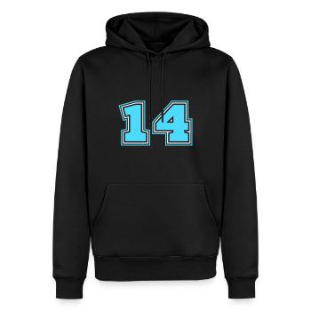 14 Numéro de numéro - Sweat à capuche Premium bio Homme - noir - Devant - Nico (187cm)