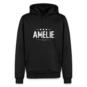 Amelie - Männer Premium Bio Hoodie - Schwarz - Vorne - Nico (187cm)