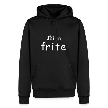 J ai la frite - Sweat à capuche Premium bio Homme - noir - Devant - Nico (187cm)