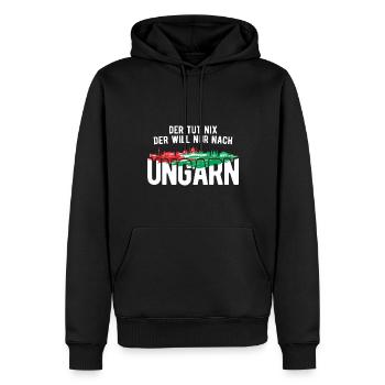 Der Will Nur Nach Ungarn Ungarische Flagge Ungarn - Männer Premium Bio Hoodie - Schwarz - Vorne - Nico (187cm)