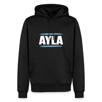 Cécile - Sweat à capuche Premium bio Homme - noir - Devant - Nico (187cm)