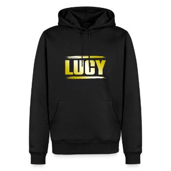 Lucy - Sweat à capuche Premium bio Homme - noir - Devant - Nico (187cm)