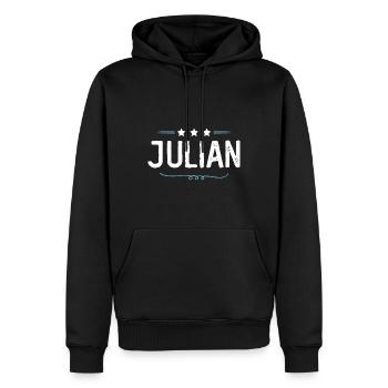 Julian - Männer Premium Bio Hoodie - Schwarz - Vorne - Nico (187cm)