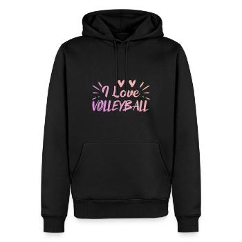 J’adore le volleyball - Sweat à capuche Premium bio Homme - noir - Devant - Nico (187cm)