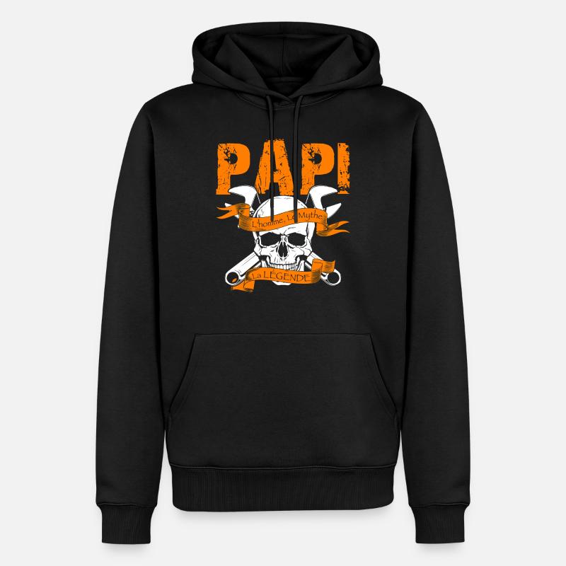 papi la legende - Sweat à capuche Premium bio Homme - noir