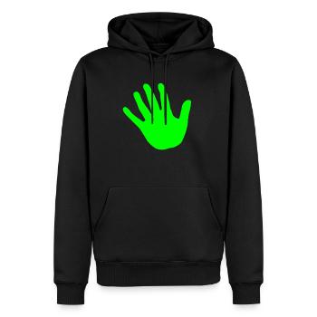 hand gruen - Männer Premium Bio Hoodie - Schwarz - Vorne - Nico (187cm)