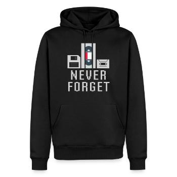 Ne jamais oublier les cassettes vidéo sur cassettes Tech - Sweat à capuche Premium bio Homme - noir - Devant - Nico (187cm)