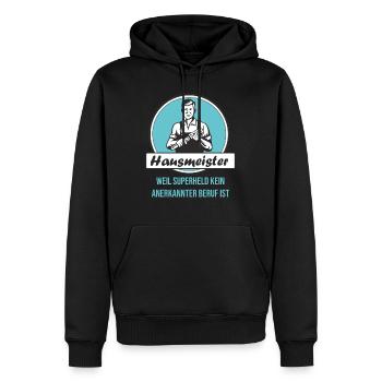 Hausmeister Superheld - Männer Premium Bio Hoodie - Schwarz - Vorne - Nico (187cm)