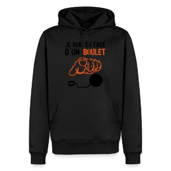 je suis face boulet insulte doigt pointe - Sweat à capuche Premium bio Homme - noir - Devant - Nico (187cm)