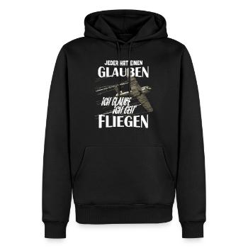 Ich geh' Fliegen - Männer Premium Bio Hoodie - Schwarz - Vorne - Nico (187cm)