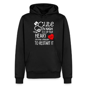 Infirmière Médecin Infirmière Hôpital - Sweat à capuche Premium bio Homme - noir - Devant - Nico (187cm)