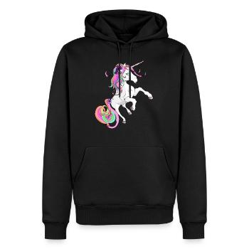 Licorne douce licorne - Sweat à capuche Premium bio Homme - noir - Devant - Nico (187cm)