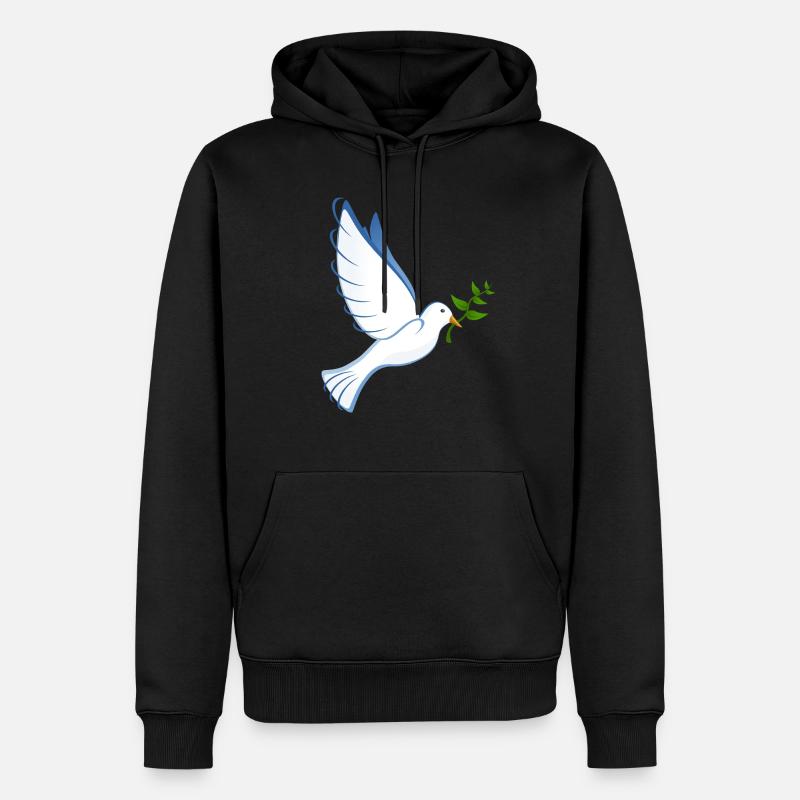 Peace Friedenstaube - Männer Premium Bio Hoodie - Schwarz