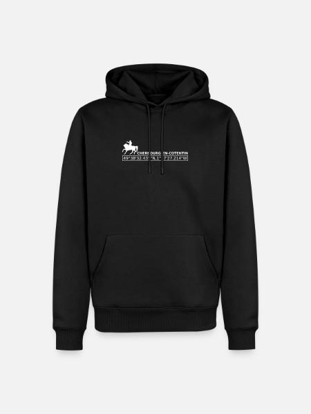 Cherbourg en Cotentin - Sweat à capuche Premium bio Homme - noir
