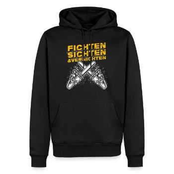 Fichten Sichten und Vernichten Holzfäller Förster - Männer Premium Bio Hoodie - Schwarz - Vorne - Nico (187cm)