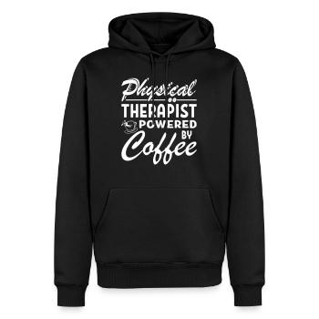 Physiquement Thérapeoir Alimenté par Coffee - Sweat à capuche Premium bio Homme - noir - Devant - Nico (187cm)