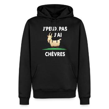 j'peux pas j'ai chèvre - Sweat à capuche Premium bio Homme - noir - Devant - Nico (187cm)