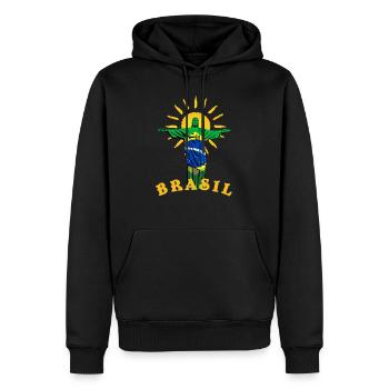Cristo Redentor Drapeau du Brésil - Sweat à capuche Premium bio Homme - noir - Devant - Nico (187cm)