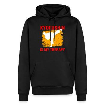 Kyokushin ist meine Therapie Kampfkunst Karate Zitat - Männer Premium Bio Hoodie - Schwarz - Vorne - Nico (187cm)