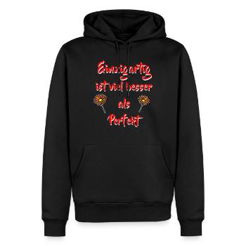 Spruch Einzigartig - Mut Freundschaft - Männer Premium Bio Hoodie - Schwarz - Vorne - Nico (187cm)