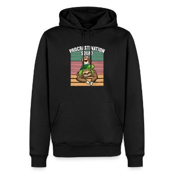 Procrastination Squad Sloth Turtle Snail Lazy Day - Männer Premium Bio Hoodie - Schwarz - Vorne - Nico (187cm)