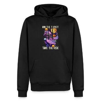 Buy The Ticket Take The Ride Psychedelic Quotes - Men’s Premium Organic Hoodie - black - Front - Nico (187cm)