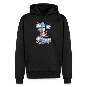 Offre de mariage Papa épouseras-tu ma maman - Sweat à capuche Premium bio Homme - noir - Devant - Nico (187cm)