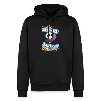 Offre de mariage Papa épouseras-tu ma maman - Sweat à capuche Premium bio Homme - noir - Devant - Nico (187cm)