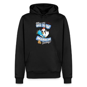 Offre de mariage maman épouseras-tu mon papa - Sweat à capuche Premium bio Homme - noir - Devant - Nico (187cm)