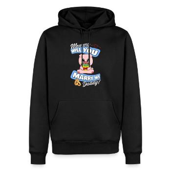 Offre de mariage maman épouseras-tu mon papa - Sweat à capuche Premium bio Homme - noir - Devant - Nico (187cm)