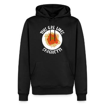 Fille aime les spaghettis ironique disant chef de - Sweat à capuche Premium bio Homme - noir - Devant - Nico (187cm)