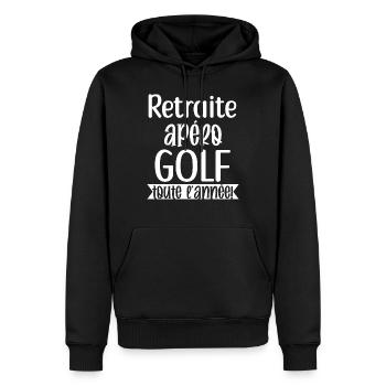 Retraite apéro Golf cadeau humour homme golfeur - Sweat à capuche Premium bio Homme - noir - Devant - Nico (187cm)
