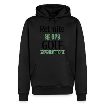Retraite apéro Golf cadeau humour homme golfeur - Sweat à capuche Premium bio Homme - noir - Devant - Nico (187cm)