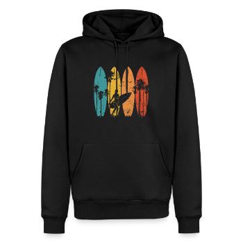 Surfer Girl Beach Palm Trees - Men’s Premium Organic Hoodie - black - Front - Nico (187cm)