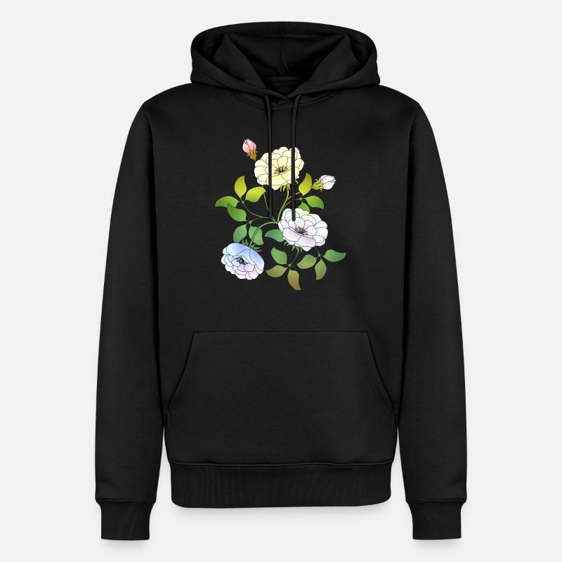 Fleur - Sweat à capuche Premium bio Homme - noir