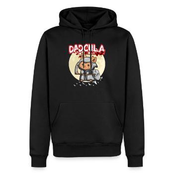 Dadcula Dracula Vampire Papa Drôle Fête d’Halloween - Sweat à capuche Premium bio Homme - noir - Devant - Nico (187cm)