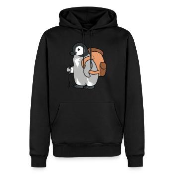 Lustiges Pinguin-Wander-Abenteuer - Männer Premium Bio Hoodie - Schwarz - Vorne - Nico (187cm)