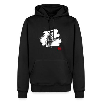 Einer der sieben Weißen - Männer Premium Bio Hoodie - Schwarz - Vorne - Nico (187cm)