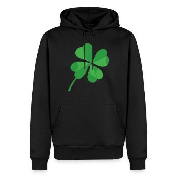 Trèfle à quatre feuilles symbole chanceux chance - Sweat à capuche Premium bio Homme - noir - Devant - Nico (187cm)