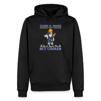 Technical Drawer Mom Like A Regualr Mom But Cooler - Männer Premium Bio Hoodie - Schwarz - Vorne - Nico (187cm)