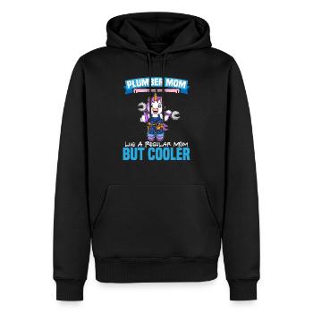 Maman plombière comme une maman régulière mais plus cool - Sweat à capuche Premium bio Homme - noir - Devant - Nico (187cm)