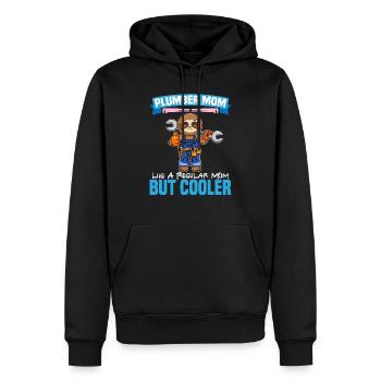Maman plombière comme une maman régulière mais plus cool - Sweat à capuche Premium bio Homme - noir - Devant - Nico (187cm)