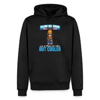 Maman plombière comme une maman régulière mais plus cool - Sweat à capuche Premium bio Homme - noir - Devant - Nico (187cm)