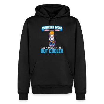 Maman plombière comme une maman régulière mais plus cool - Sweat à capuche Premium bio Homme - noir - Devant - Nico (187cm)