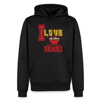 I love ramen J'aime les ramen avec les baguettes - Sweat à capuche Premium bio Homme - noir - Devant - Nico (187cm)