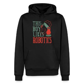Junge mag Roboter Lustige Technik Elektronik - Männer Premium Bio Hoodie - Schwarz - Vorne - Nico (187cm)