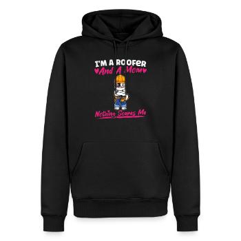 Je suis couvreur et maman rien ne me fait peur - Sweat à capuche Premium bio Homme - noir - Devant - Nico (187cm)