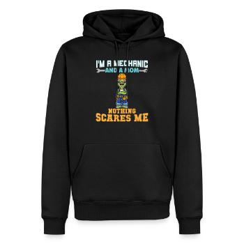 I'm A Mechanic And A Mom Nothing Scares Me - Männer Premium Bio Hoodie - Schwarz - Vorne - Nico (187cm)