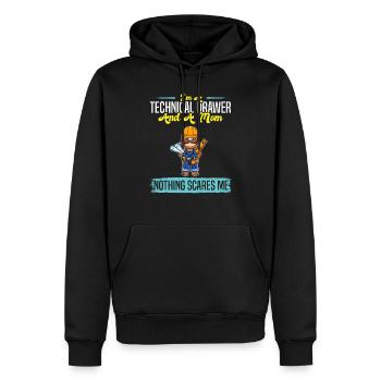 I'm A Technical Drawer And A Mom Nothing Scares Me - Männer Premium Bio Hoodie - Schwarz - Vorne - Nico (187cm)